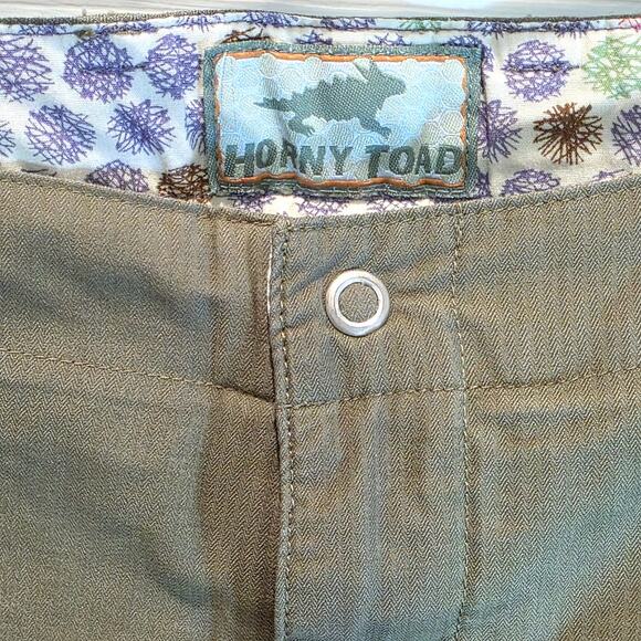 Horny Toad & Co Capri Pants Shorts Womens Sz 14 Olive Green Boho Embroidery - Picture 6 of 10